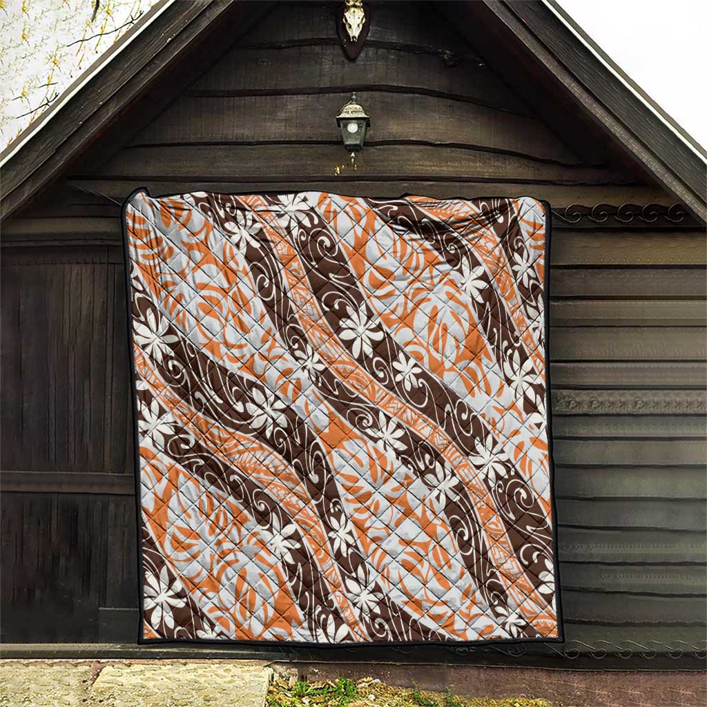 Puatou Tahiti Tiare Monstera Quilt Polynesian Pattern Curve Style - Polynesian Pride