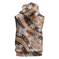 Puatou Tahiti Tiare Monstera Sleeveless Zip Hoodie Polynesian Pattern Curve Style - Polynesian Pride