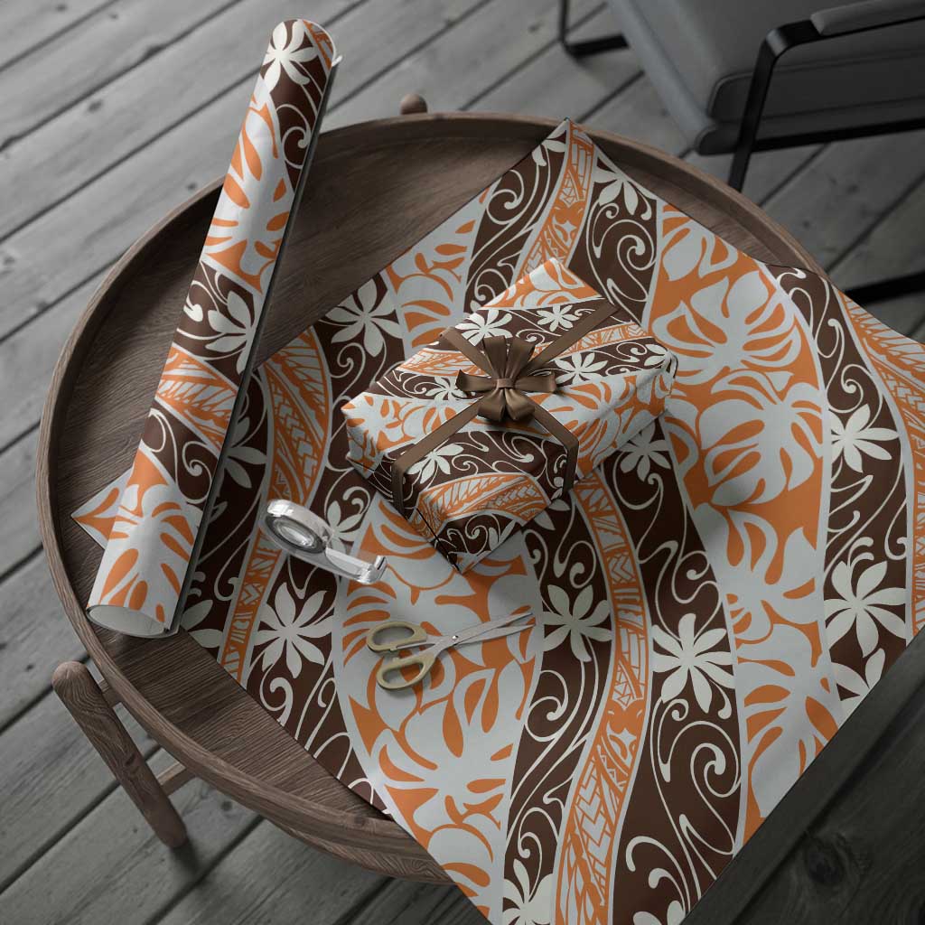 Puatou Tahiti Tiare Monstera Wrapping Paper Polynesian Pattern Curve Style - Polynesian Pride