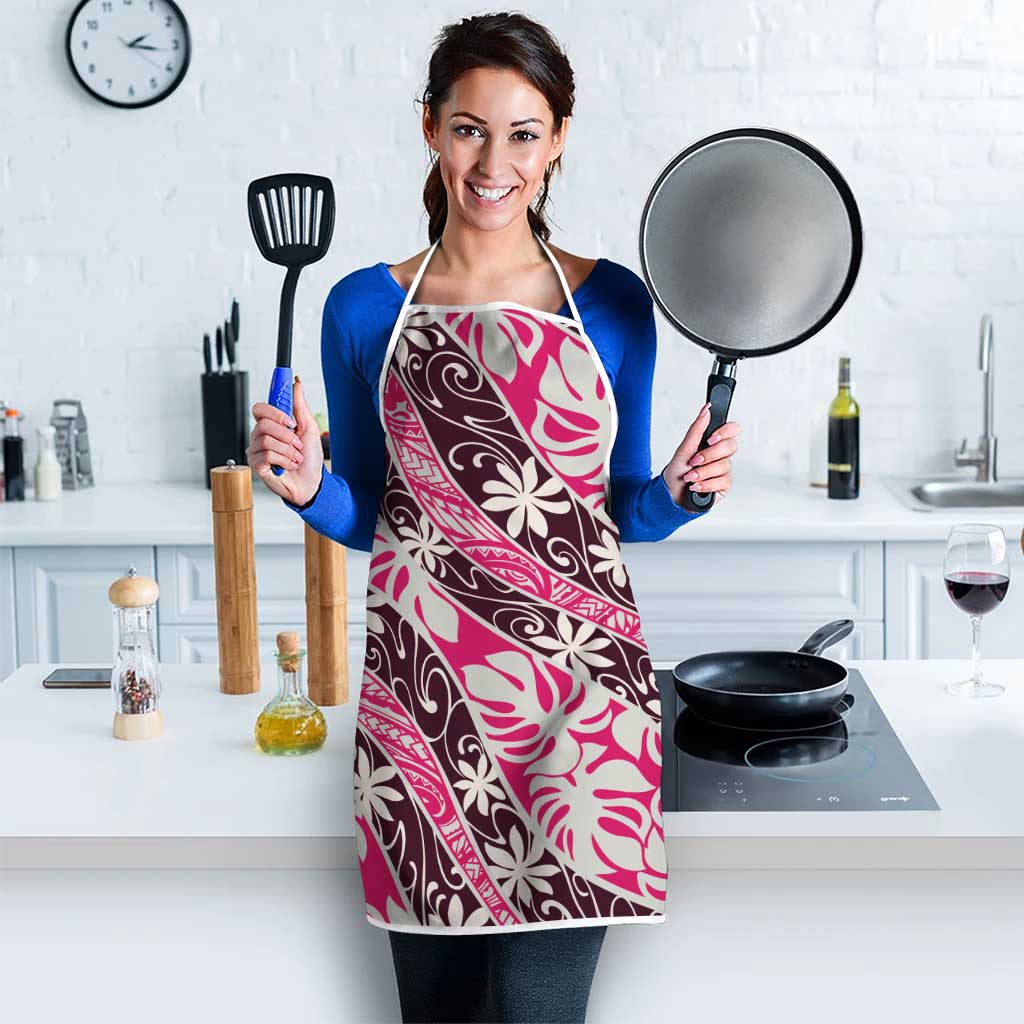 Tarona Tahiti Tiare Monstera Apron Polynesian Pattern Curve Style - Polynesian Pride
