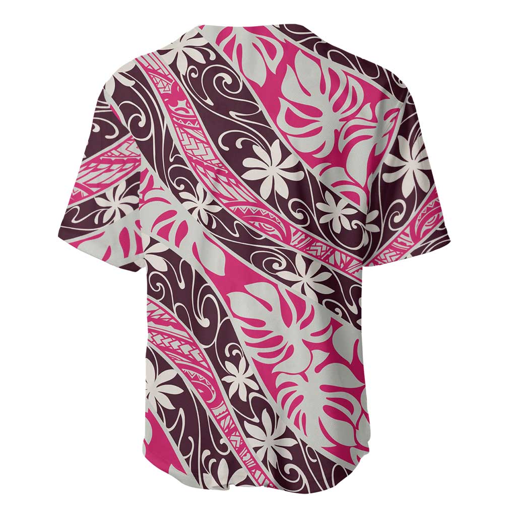 Tarona Tahiti Tiare Monstera Baseball Jersey Polynesian Pattern Curve Style - Polynesian Pride