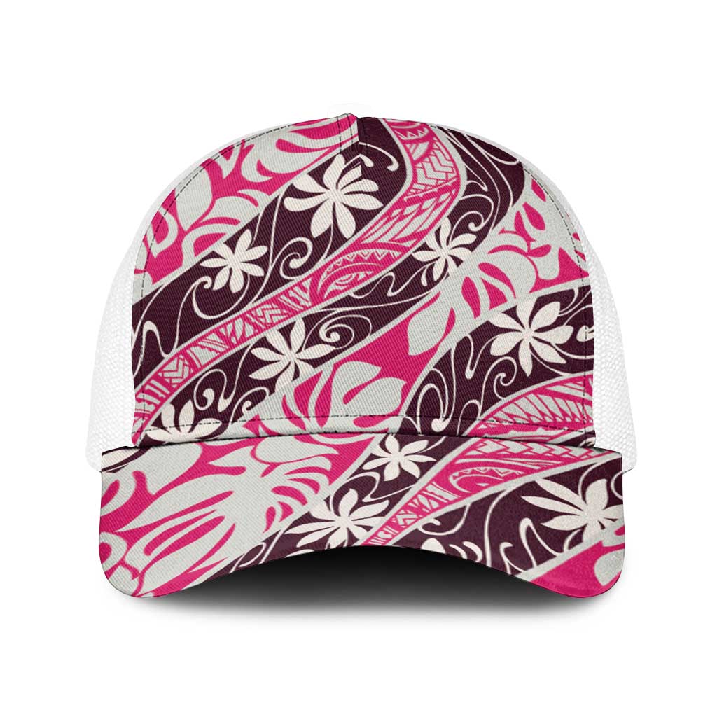 Tarona Tahiti Tiare Monstera Baseball Net Cap Polynesian Pattern Curve Style - Polynesian Pride
