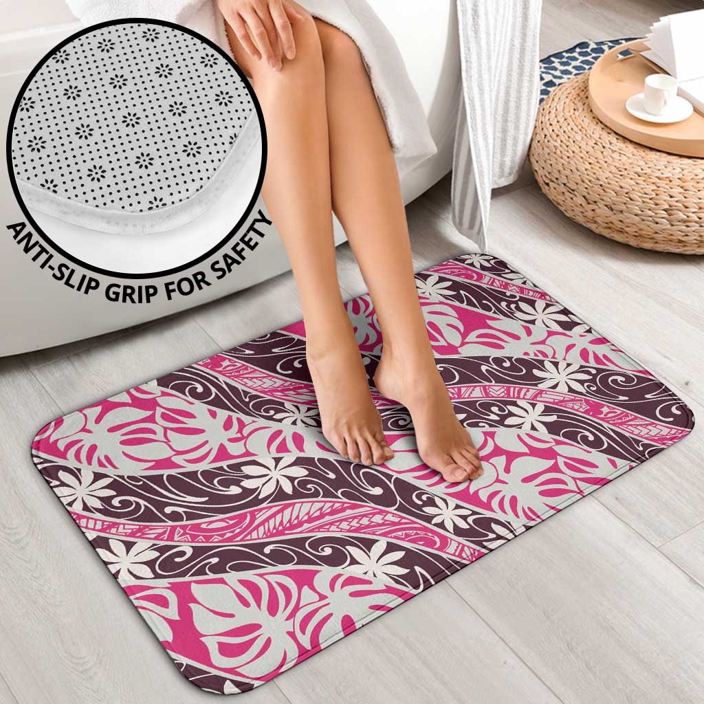 Tarona Tahiti Tiare Monstera Bathroom Set Polynesian Pattern Curve Style - Polynesian Pride