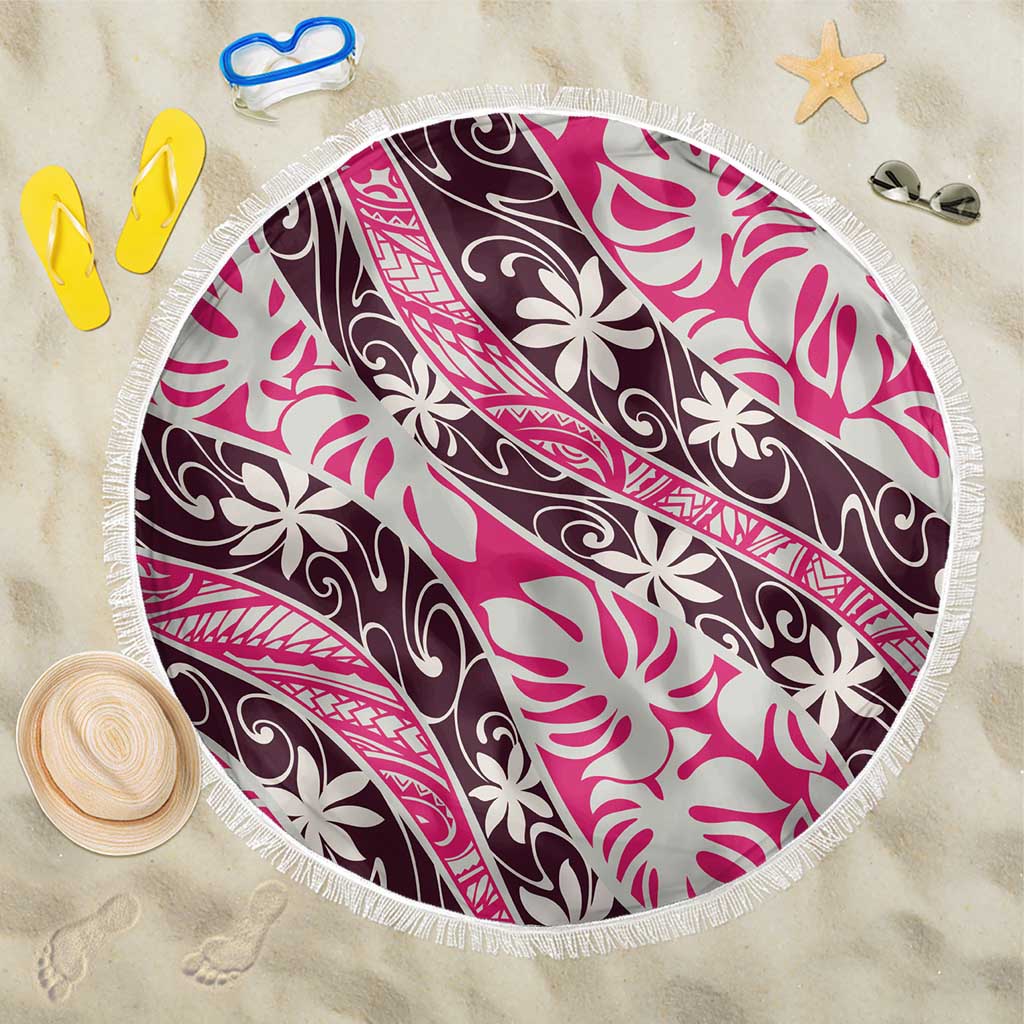 Tarona Tahiti Tiare Monstera Beach Blanket Polynesian Pattern Curve Style - Polynesian Pride