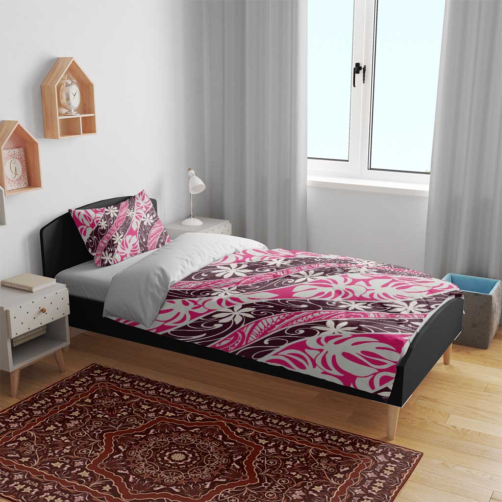 Tarona Tahiti Tiare Monstera Bedding Set Polynesian Pattern Curve Style - Polynesian Pride