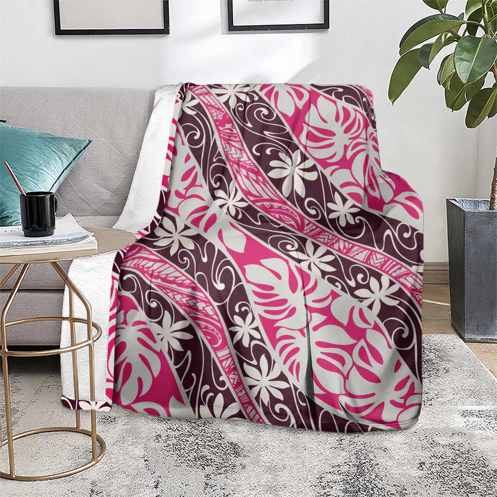 Tarona Tahiti Tiare Monstera Blanket Polynesian Pattern Curve Style - Polynesian Pride