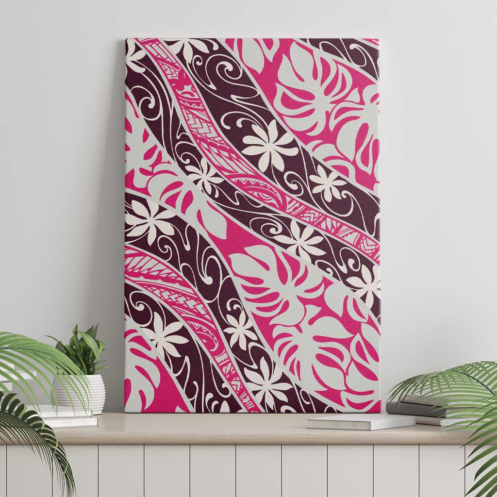 Tarona Tahiti Tiare Monstera Canvas Wall Art Polynesian Pattern Curve Style - Polynesian Pride