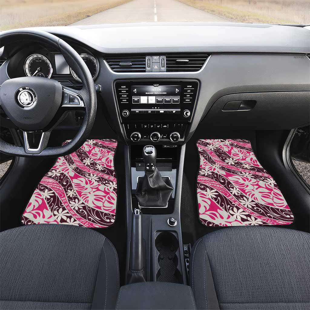 Tarona Tahiti Tiare Monstera Car Mats Polynesian Pattern Curve Style - Polynesian Pride