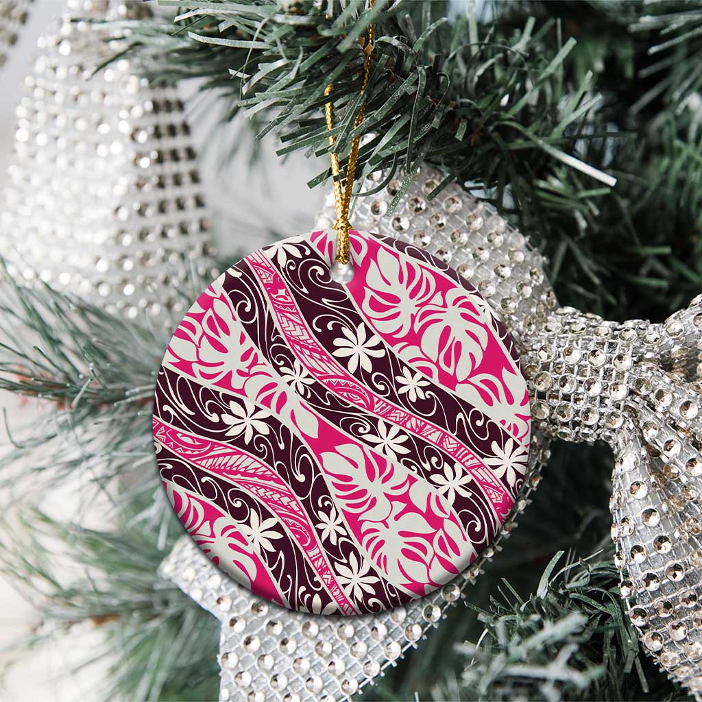 Tarona Tahiti Tiare Monstera Ceramic Ornament Polynesian Pattern Curve Style - Polynesian Pride