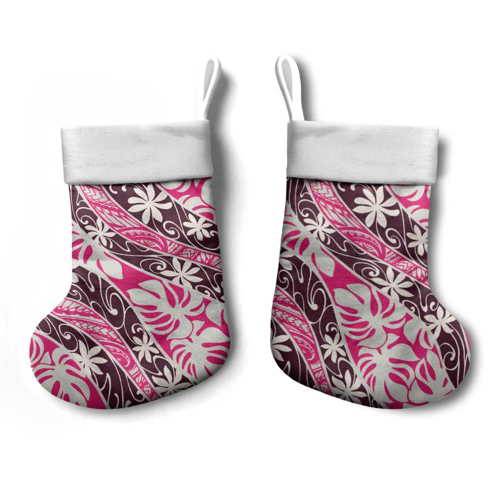 Tarona Tahiti Tiare Monstera Christmas Stocking Polynesian Pattern Curve Style - Polynesian Pride