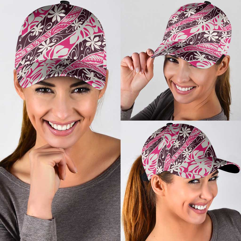 Tarona Tahiti Tiare Monstera Classic Cap Polynesian Pattern Curve Style - Polynesian Pride