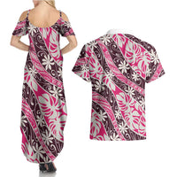 Tarona Tahiti Tiare Monstera Couples Matching Summer Maxi Dress and Hawaiian Shirt Polynesian Pattern Curve Style LT01 - Polynesian Pride