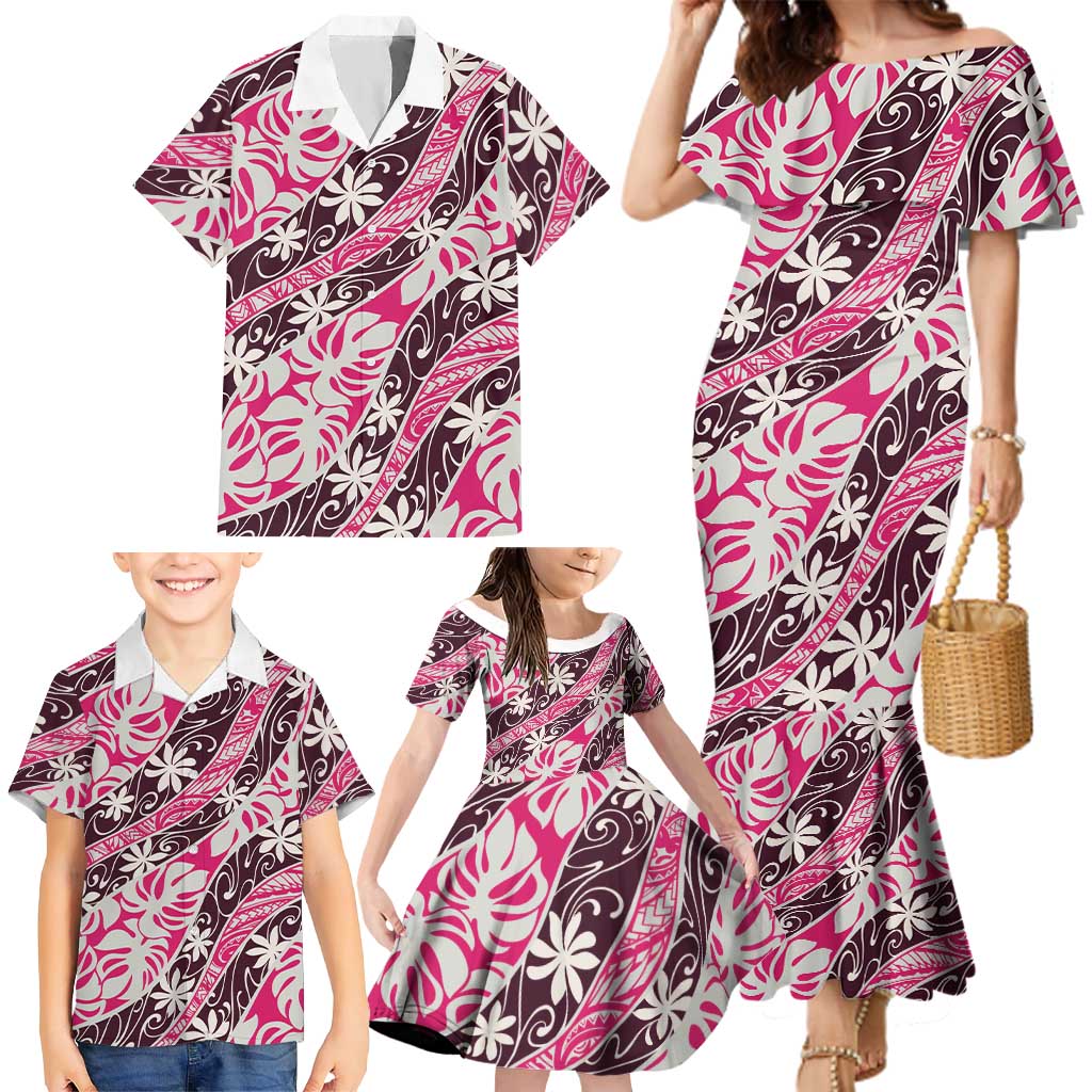 Tarona Tahiti Tiare Monstera Family Matching Mermaid Dress and Hawaiian Shirt Polynesian Pattern Curve Style LT01 - Polynesian Pride