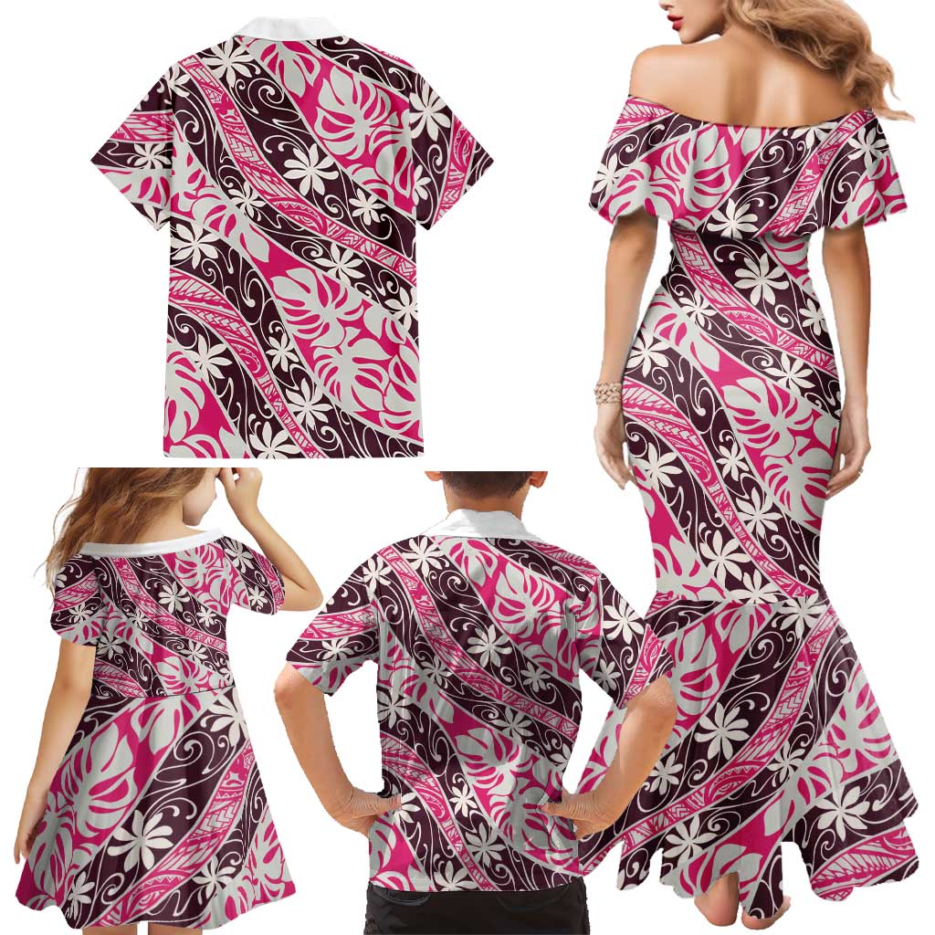 Tarona Tahiti Tiare Monstera Family Matching Mermaid Dress and Hawaiian Shirt Polynesian Pattern Curve Style LT01 - Polynesian Pride