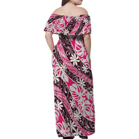Tarona Tahiti Tiare Monstera Family Matching Off Shoulder Maxi Dress and Hawaiian Shirt Polynesian Pattern Curve Style LT01 - Polynesian Pride