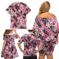 Tarona Tahiti Tiare Monstera Family Matching Off Shoulder Short Dress and Hawaiian Shirt Polynesian Pattern Curve Style LT01 - Polynesian Pride