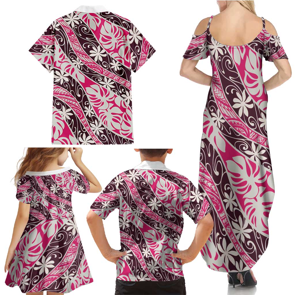 Tarona Tahiti Tiare Monstera Family Matching Summer Maxi Dress and Hawaiian Shirt Polynesian Pattern Curve Style LT01 - Polynesian Pride