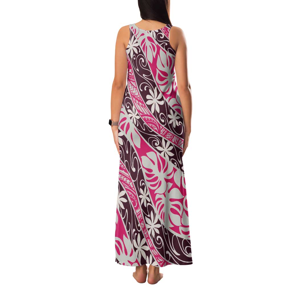 Tarona Tahiti Tiare Monstera Family Matching Tank Maxi Dress and Hawaiian Shirt Polynesian Pattern Curve Style LT01 - Polynesian Pride