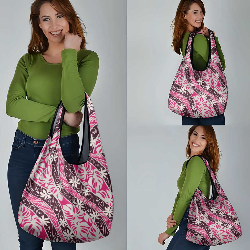 Tarona Tahiti Tiare Monstera Grocery Bag Polynesian Pattern Curve Style LT01 - Polynesian Pride