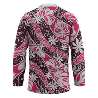 Tarona Tahiti Tiare Monstera Hockey Jersey Polynesian Pattern Curve Style - Polynesian Pride