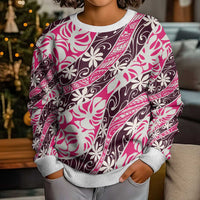 Tarona Tahiti Tiare Monstera Kid Ugly Christmas Sweater Polynesian Pattern Curve Style LT01 - Polynesian Pride