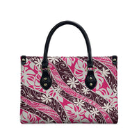 Tarona Tahiti Tiare Monstera Leather Bag Polynesian Pattern Curve Style - Polynesian Pride