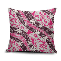 Tarona Tahiti Tiare Monstera Pillow Cover Polynesian Pattern Curve Style LT01 Pink - Polynesian Pride