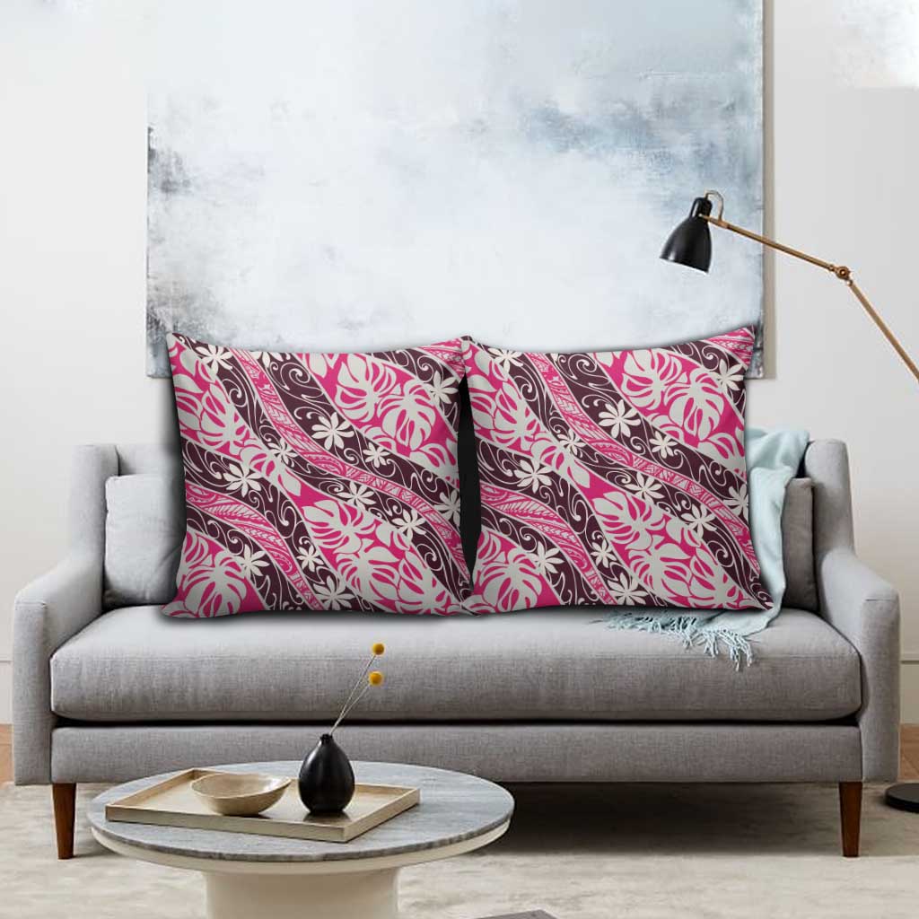Tarona Tahiti Tiare Monstera Pillow Cover Polynesian Pattern Curve Style LT01 - Polynesian Pride