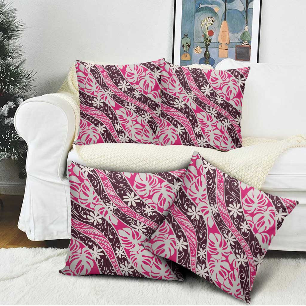 Tarona Tahiti Tiare Monstera Pillow Cover Polynesian Pattern Curve Style LT01 - Polynesian Pride