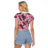 Tarona Tahiti Tiare Monstera Raglan Cropped T Shirt Polynesian Pattern Curve Style LT01 - Polynesian Pride