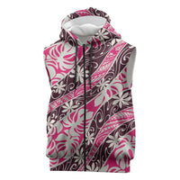 Tarona Tahiti Tiare Monstera Sleeveless Zip Hoodie Polynesian Pattern Curve Style - Polynesian Pride