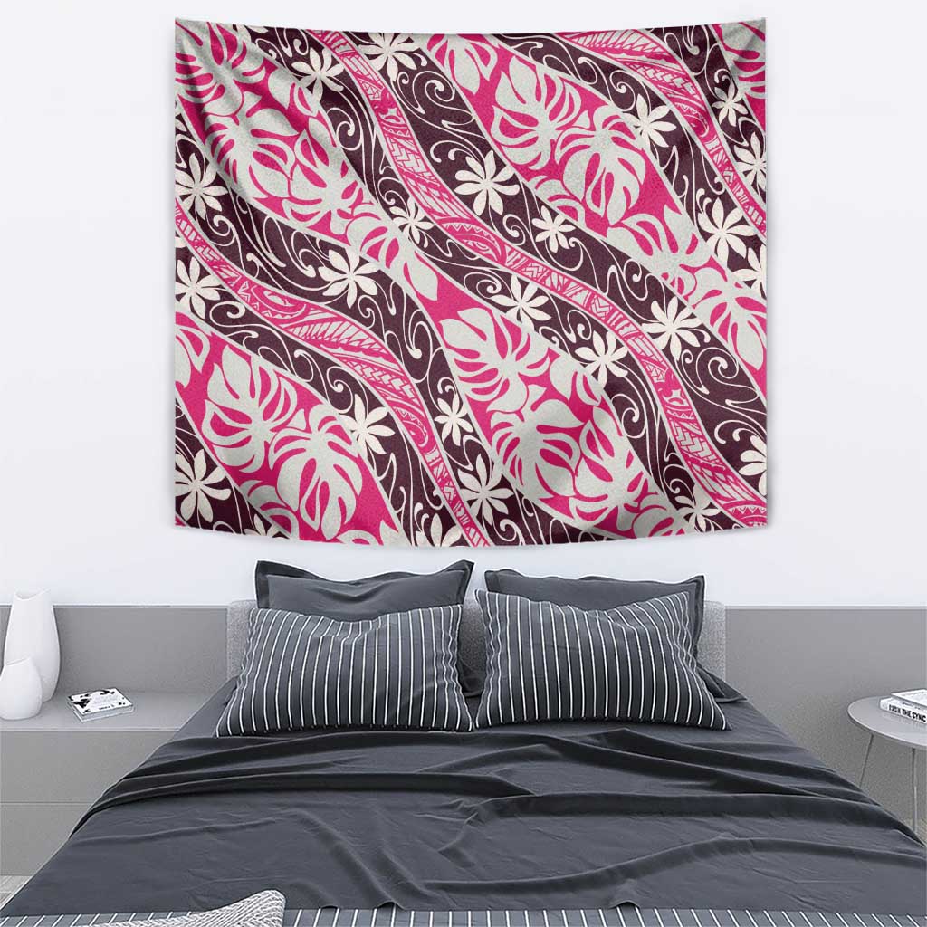 Tarona Tahiti Tiare Monstera Tapestry Polynesian Pattern Curve Style - Polynesian Pride