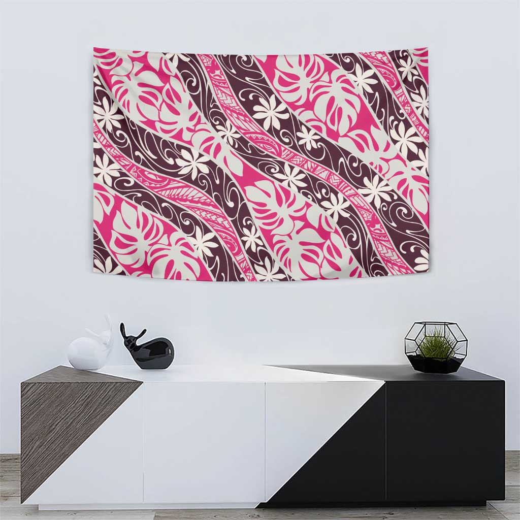 Tarona Tahiti Tiare Monstera Tapestry Polynesian Pattern Curve Style - Polynesian Pride