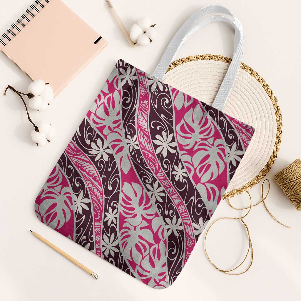Tarona Tahiti Tiare Monstera Tote Bag Polynesian Pattern Curve Style - Polynesian Pride