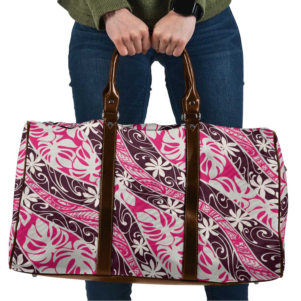 Tarona Tahiti Tiare Monstera Travel Bag Polynesian Pattern Curve Style - Polynesian Pride