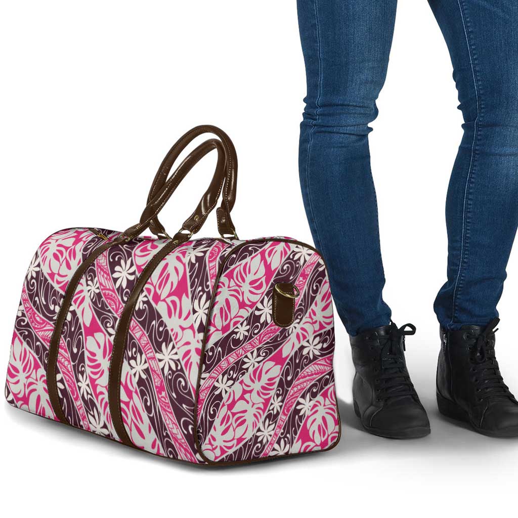 Tarona Tahiti Tiare Monstera Travel Bag Polynesian Pattern Curve Style - Polynesian Pride
