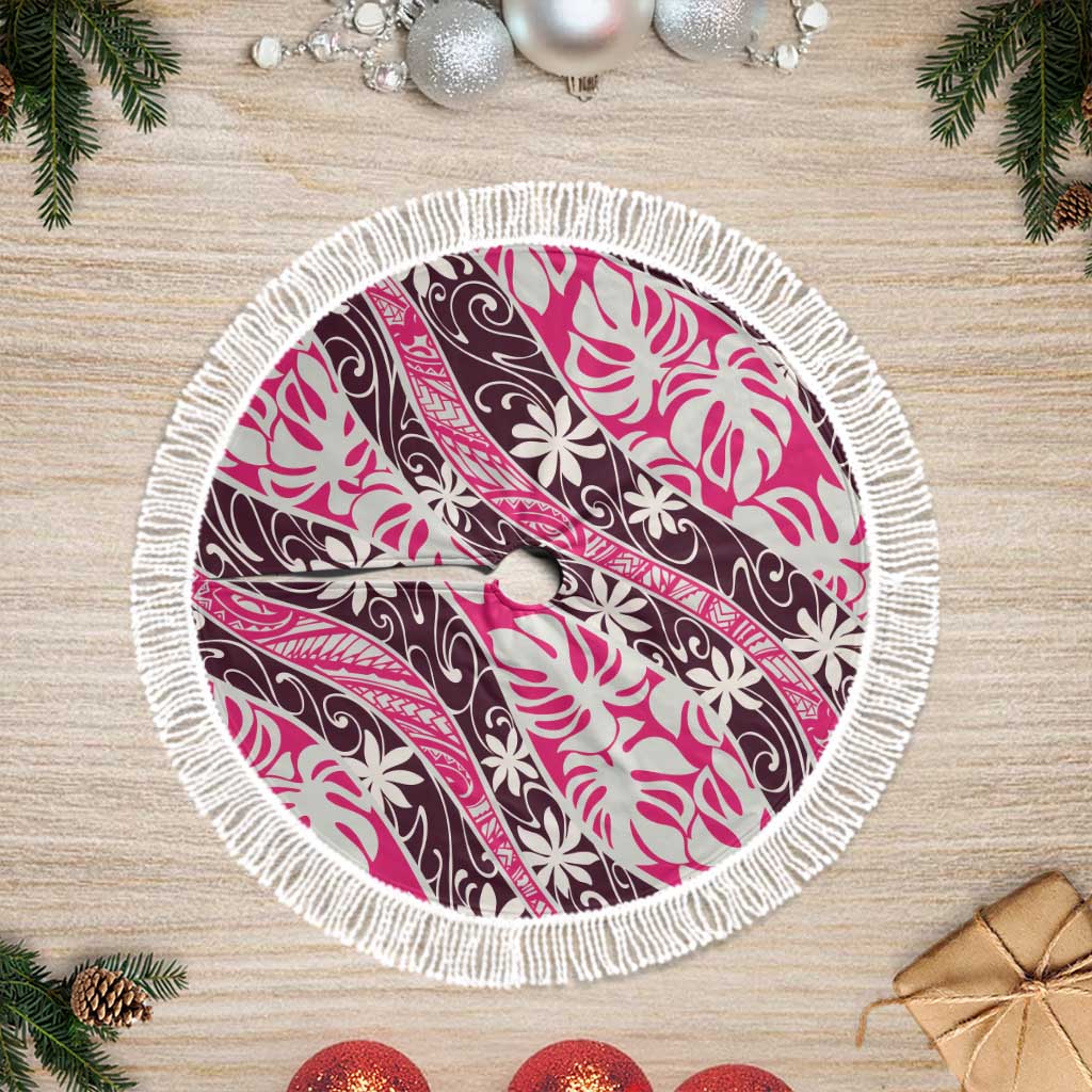 Tarona Tahiti Tiare Monstera Tree Skirt Polynesian Pattern Curve Style - Polynesian Pride
