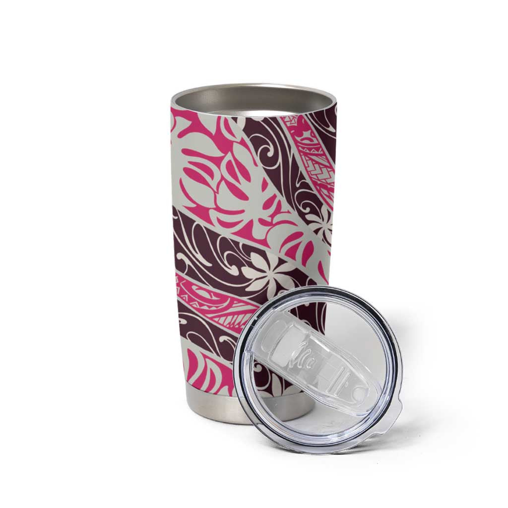 Tarona Tahiti Tiare Monstera Tumbler Cup Polynesian Pattern Curve Style LT01 - Polynesian Pride