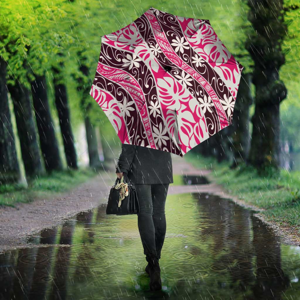 Tarona Tahiti Tiare Monstera Umbrella Polynesian Pattern Curve Style - Polynesian Pride