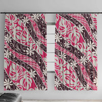 Tarona Tahiti Tiare Monstera Window Curtain Polynesian Pattern Curve Style - Polynesian Pride