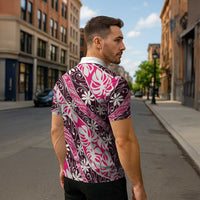 Tarona Tahiti Tiare Monstera Zipper Polo Shirt Polynesian Pattern Curve Style LT01 - Polynesian Pride
