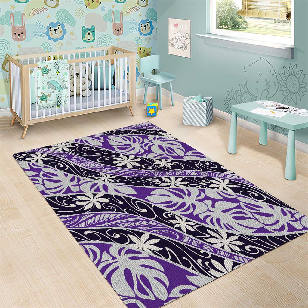 Vareau Tahiti Tiare Monstera Area Rug Polynesian Pattern Curve Style - Polynesian Pride