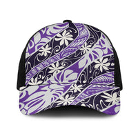 Vareau Tahiti Tiare Monstera Baseball Net Cap Polynesian Pattern Curve Style - Polynesian Pride
