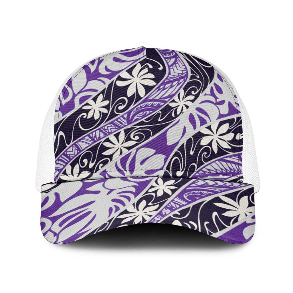 Vareau Tahiti Tiare Monstera Baseball Net Cap Polynesian Pattern Curve Style - Polynesian Pride