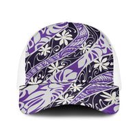 Vareau Tahiti Tiare Monstera Baseball Net Cap Polynesian Pattern Curve Style - Polynesian Pride