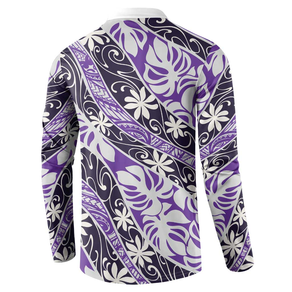 Vareau Tahiti Tiare Monstera Button Sweatshirt Polynesian Pattern Curve Style - Polynesian Pride