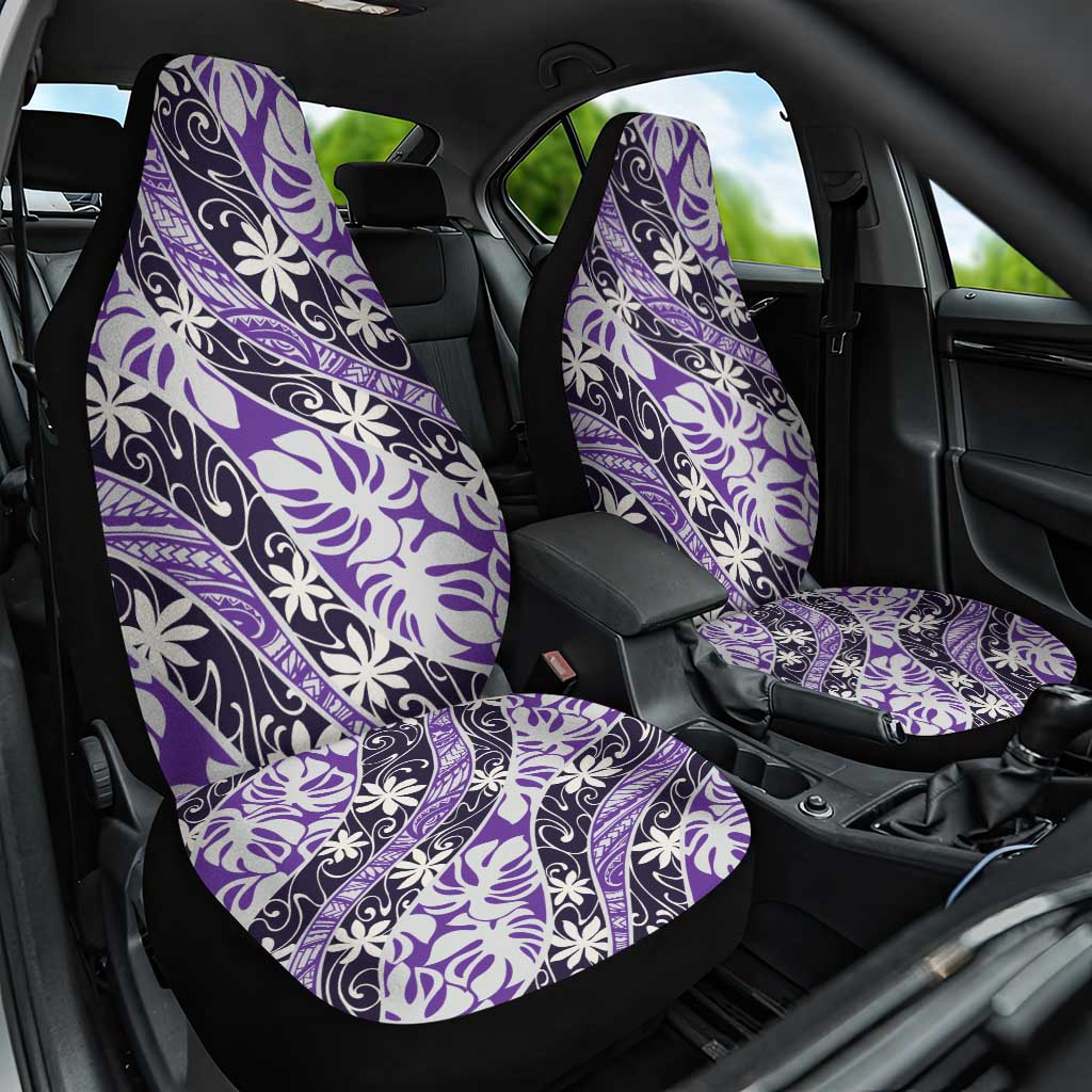 Vareau Tahiti Tiare Monstera Car Seat Cover Polynesian Pattern Curve Style LT01 One Size Purple - Polynesian Pride