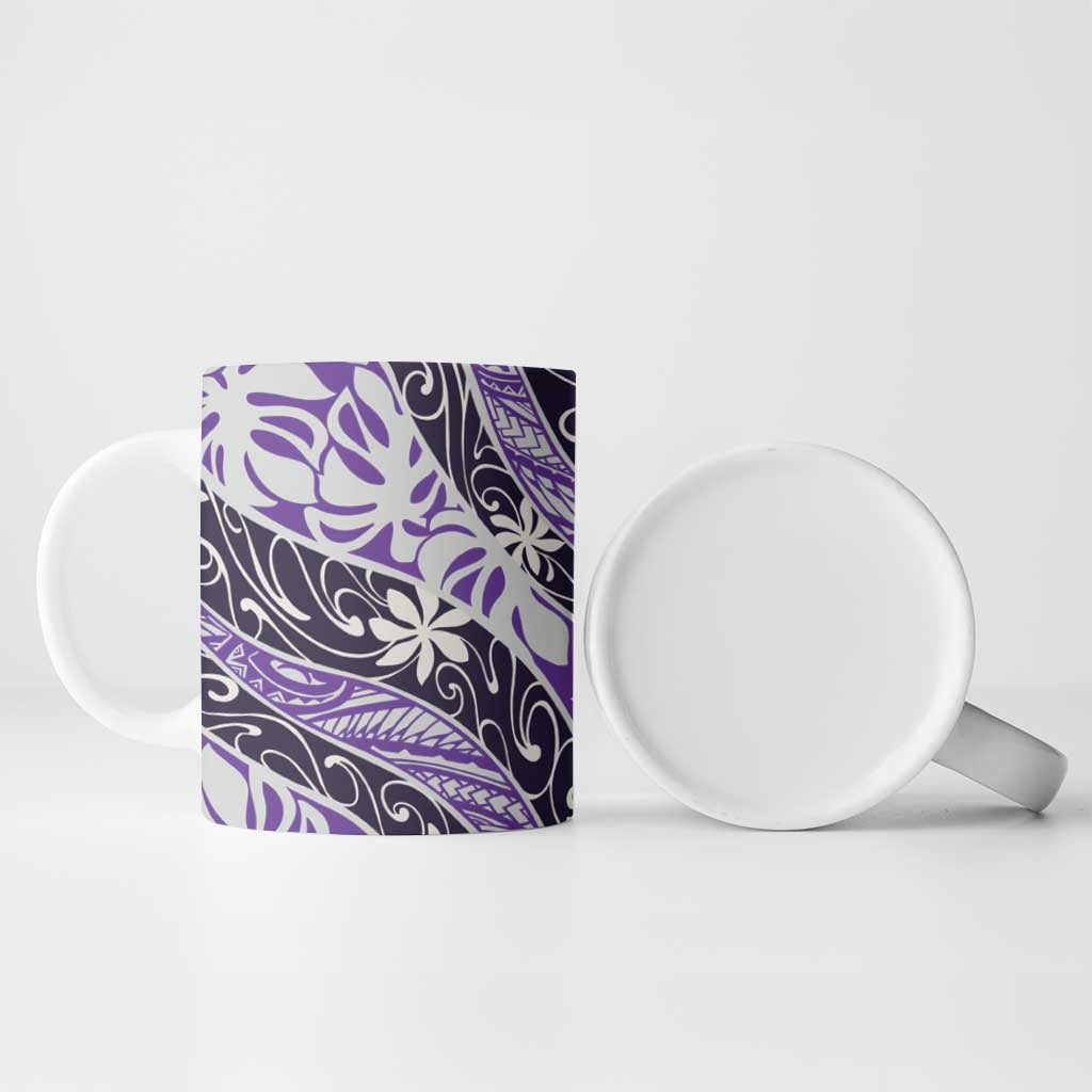 Vareau Tahiti Tiare Monstera Ceramic Mug Polynesian Pattern Curve Style - Polynesian Pride