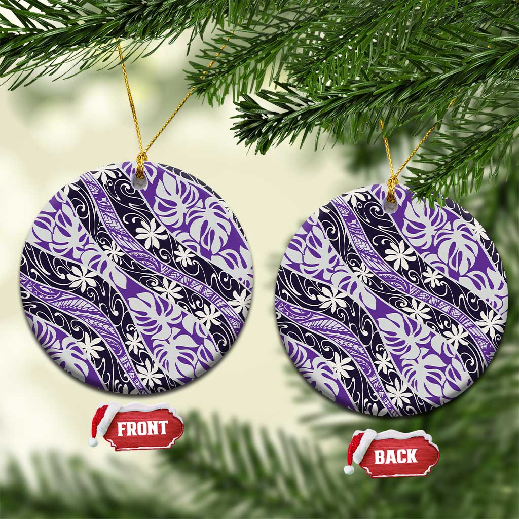 Vareau Tahiti Tiare Monstera Ceramic Ornament Polynesian Pattern Curve Style - Polynesian Pride