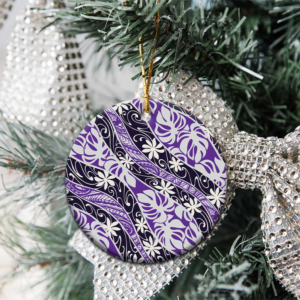 Vareau Tahiti Tiare Monstera Ceramic Ornament Polynesian Pattern Curve Style - Polynesian Pride